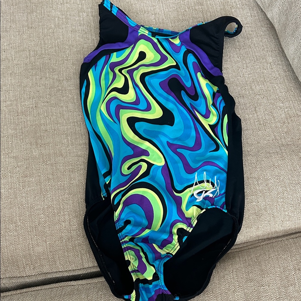 GK CL leotard Blue, Green, Purple Swirl